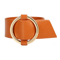 Women Leather Belt Bracelet Punk Cool Round Wide Bangle Cuff Wristband Black