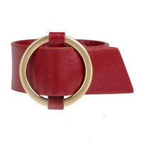 Women Leather Belt Bracelet Punk Cool Round Wide Bangle Cuff Wristband Black