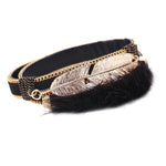 Women Bohemian Bracelet Woven Braided Handmade Wrap Cuff Magnetic Clasp Black