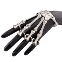 Punk Gothic Devil Talon Skeleton Skull Bone Hand Finger Ring Slave Bracelet Cuff