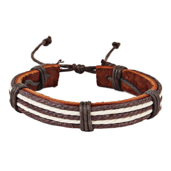 Fashion Neutral Stripe Adjustable Braid Band Hemp Rope Bracelet