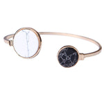 Women Adjustable Double Circular Geometry Asymmetric Turquoise Opening Bracelet