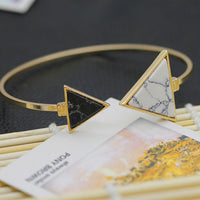 Women Adjustable Double Circular Geometry Asymmetric Turquoise Opening Bracelet