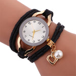 Stylish Simplicity Pendant Leather Bracelet Lady Womans Wrist Watch