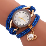 Stylish Simplicity Pendant Leather Bracelet Lady Womans Wrist Watch