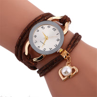 Stylish Simplicity Pendant Leather Bracelet Lady Womans Wrist Watch