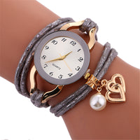 Stylish Simplicity Pendant Leather Bracelet Lady Womans Wrist Watch