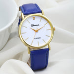 Women Design Dial Leather Band Analog Geneva Quartz Wrist Watch