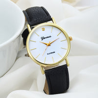 Women Design Dial Leather Band Analog Geneva Quartz Wrist Watch