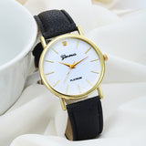 Women Design Dial Leather Band Analog Geneva Quartz Wrist Watch