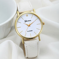 Women Design Dial Leather Band Analog Geneva Quartz Wrist Watch