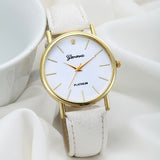 Women Design Dial Leather Band Analog Geneva Quartz Wrist Watch