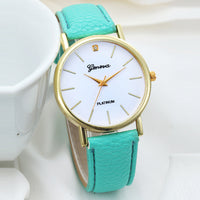 Women Design Dial Leather Band Analog Geneva Quartz Wrist Watch
