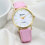 Women Design Dial Leather Band Analog Geneva Quartz Wrist Watch