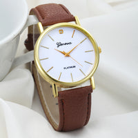 Women Design Dial Leather Band Analog Geneva Quartz Wrist Watch