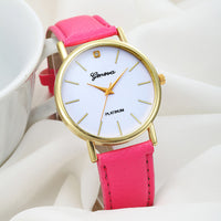 Women Design Dial Leather Band Analog Geneva Quartz Wrist Watch
