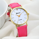 Women Design Dial Leather Band Analog Geneva Quartz Wrist Watch