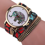 Women Girl Rhinestone Elephant Pattern Quartz Bracelet Wrist Watch