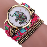 Women Girl Rhinestone Elephant Pattern Quartz Bracelet Wrist Watch