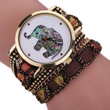 Women Girl Rhinestone Elephant Pattern Quartz Bracelet Wrist Watch