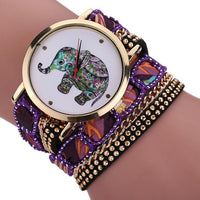 Women Girl Rhinestone Elephant Pattern Quartz Bracelet Wrist Watch