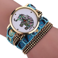 Women Girl Rhinestone Elephant Pattern Quartz Bracelet Wrist Watch