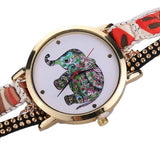 Women Girl Rhinestone Elephant Pattern Quartz Bracelet Wrist Watch