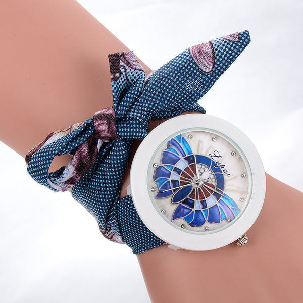 Fashion Leisure Womens Quartz Watch Scarves Crystal Diamond Wrist Watch