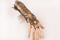 Charming Gold Lace Bracelet With One Chain Ring Trendy Party Jewelry