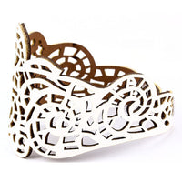 Vintage Women Punk Style Hollow Out Flower Wide Bangle Cuff Leather Bracelet BK