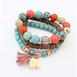 Women Multilayer Beads Bead Handmade Bracelets Florid Cool Multicolor BraceletBU