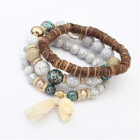Women Multilayer Beads Bead Handmade Bracelets Florid Cool Multicolor BraceletBU