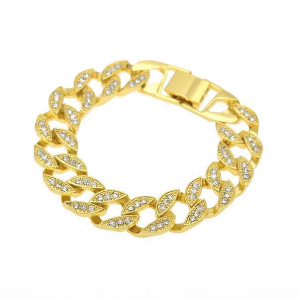 Hip Hop Men Women Jewelry Bling Rhinestone Crystal Bracelet Chain Bangle