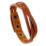 New Leather Wrap Braided Wristband Cuff Punk Men Women Bracelet Bangle