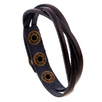 New Leather Wrap Braided Wristband Cuff Punk Men Women Bracelet Bangle