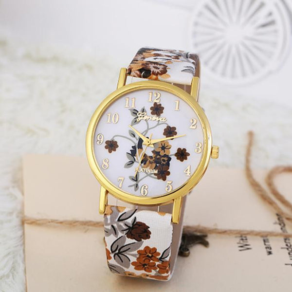 Fashion Geneva Women Leather Band Quartz Analog Wrist Watch