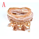 Fashion 1 Set Stretch Acrylic Beaded Bohemian Lady Bracelet Bangle A