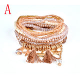 Fashion 1 Set Stretch Acrylic Beaded Bohemian Lady Bracelet Bangle A