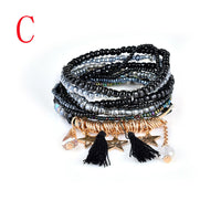 Fashion 1 Set Stretch Acrylic Beaded Bohemian Lady Bracelet Bangle A