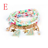 Fashion 1 Set Stretch Acrylic Beaded Bohemian Lady Bracelet Bangle A
