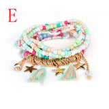 Fashion 1 Set Stretch Acrylic Beaded Bohemian Lady Bracelet Bangle A