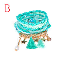 Fashion 1 Set Stretch Acrylic Beaded Bohemian Lady Bracelet Bangle A