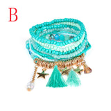 Fashion 1 Set Stretch Acrylic Beaded Bohemian Lady Bracelet Bangle A