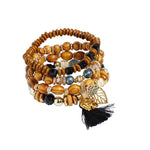 Fashion 1 Set Stretch Acrylic Beaded Bohemian Lady Bracelet Bangle Black