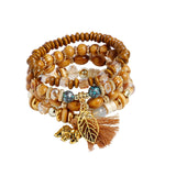 Fashion 1 Set Stretch Acrylic Beaded Bohemian Lady Bracelet Bangle Black