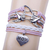 Birds Handmade Leather Braid Fashion Bracelet