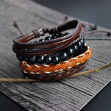 Fashion Women Multilayer Handmade Wristband Leather Bracelet Bangle A