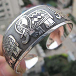 Elephant Tibetan Tibet Totem Bangle Jewelry Retro Cuff Wide Bracelet Bangle