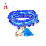 Fashion 1 Set Stretch Acrylic Beaded Bohemian Lady Bracelet Bangle A