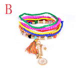 Fashion 1 Set Stretch Acrylic Beaded Bohemian Lady Bracelet Bangle A